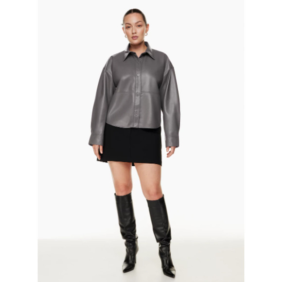 NWT Babaton Aritzia Pelli Hip Shirt Jacket in Elegant Charcoal - Picture 2 of 10